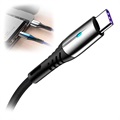 Flettet USB 3.1 Type-C Data / Ladekabel - 5A/40W - 2m - Svart