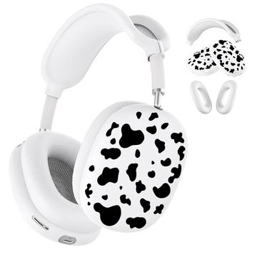 3-i-1-beskyttelsessett med ku-mønster for AirPods Max - Hvit / Svart