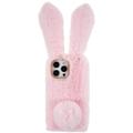 Furry Vinter Kaninører iPhone 14 Pro Deksel med Glitter